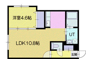 クラウドロア千歳(1LDK/1階)の間取り写真