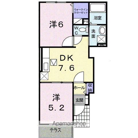 サザンクロス II(2DK/1階)の間取り写真