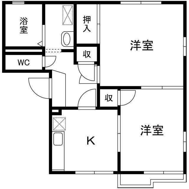 ハイツレインボーC(2DK/2階)の間取り写真