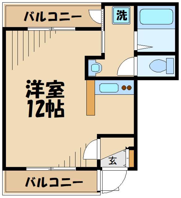 ＪＲ南武線 西府駅 徒歩8分 3階建 築44年(1K/2階)の間取り写真