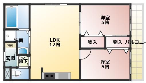 CASA垂水駅前(2LDK/2階)の間取り写真