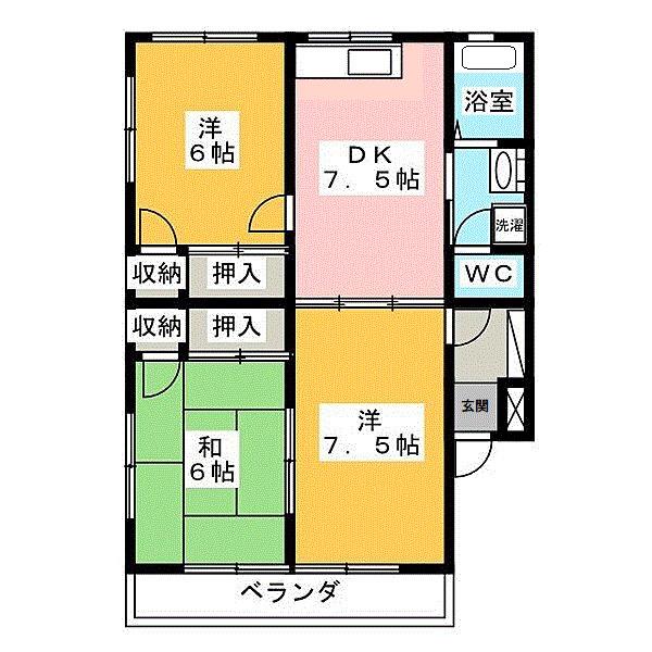 ウィングコート叶(3DK/3階)の間取り写真