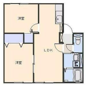 ガーデンガリジェ(2LDK/2階)の間取り写真
