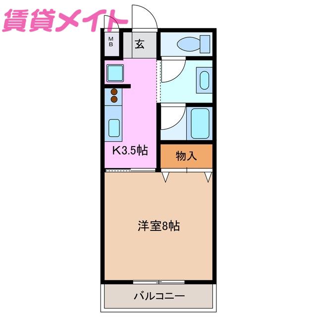 CLAIR KASUMI(1K/2階)の間取り写真