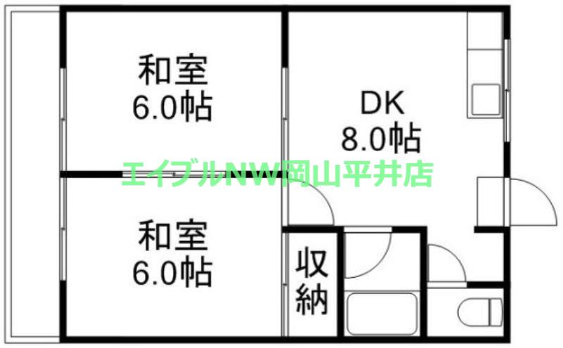 アルフィー政津(2DK/1階)の間取り写真