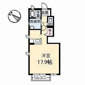 グランドメゾン糸崎 A棟(ワンルーム/1階)の間取り写真