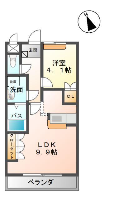 クリーンバレーコート(1LDK/1階)の間取り写真