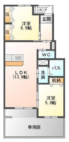 フトゥーロ カーサ(2LDK/1階)の間取り写真