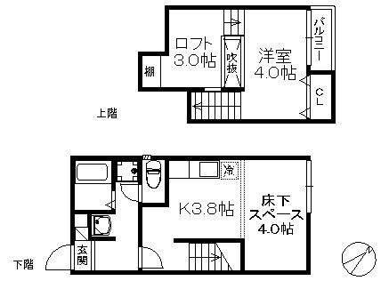 ポラリス光丘II(1K/1階)の間取り写真