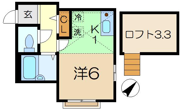 メゾンエルレーブ(1K/1階)の間取り写真