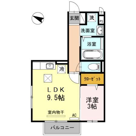 クローバー(1LDK/1階)の間取り写真