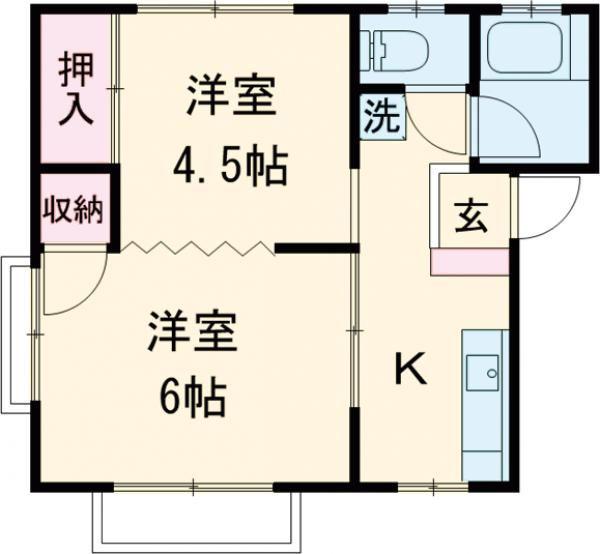 コーポ松山(2K/1階)の間取り写真