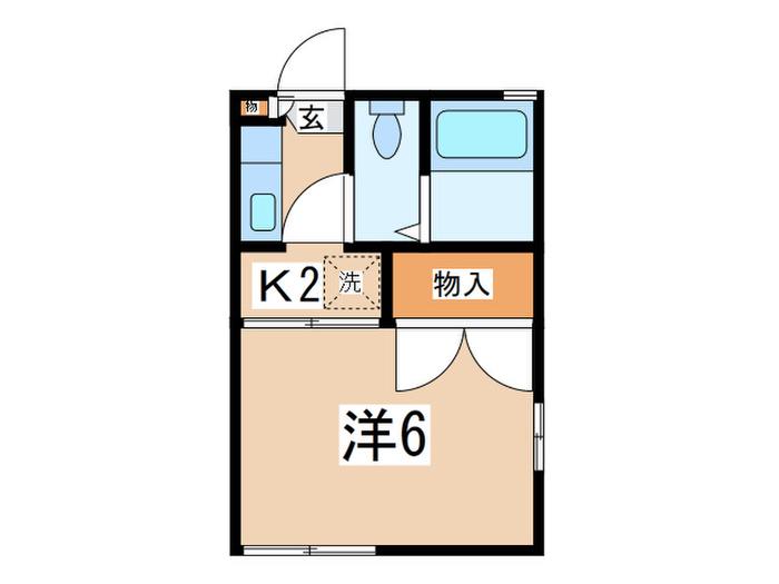 メゾンソレイユ2(1K/1階)の間取り写真