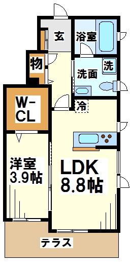 ヴィルヌ―ブ多摩川(1LDK/1階)の間取り写真