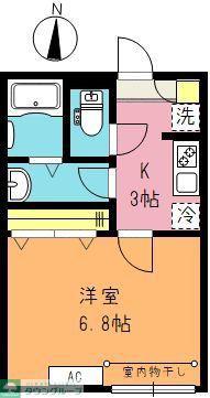 ツルテラス(1K/3階)の間取り写真
