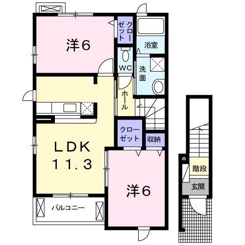 ラポール星崎(2LDK/2階)の間取り写真