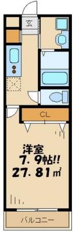 ソラレガーロ成城(1K/5階)の間取り写真