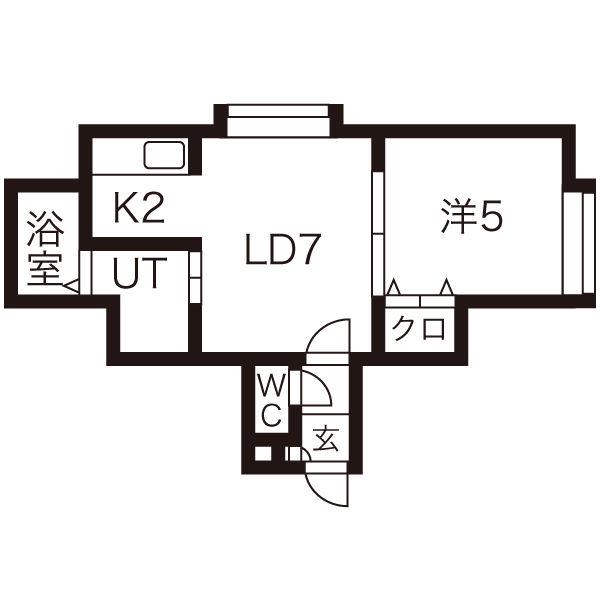クレアハイム(1LDK/2階)の間取り写真