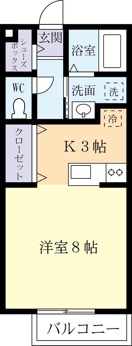 ロワール二の宮(1K/1階)の間取り写真