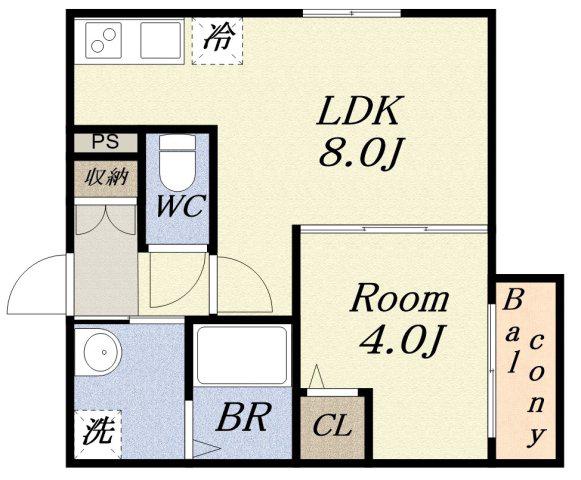 H-MAISON大正II(1LDK/2階)の間取り写真