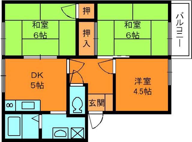 プレミール額田部(3DK/2階)の間取り写真