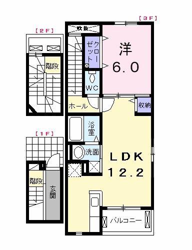 ヴァルト(1LDK/3階)の間取り写真