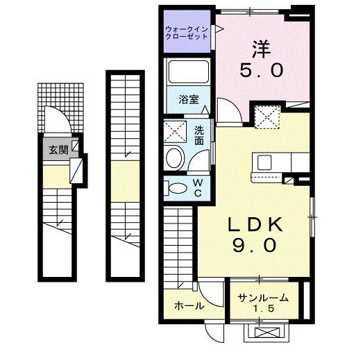 サニー・セーラ(1LDK/3階)の間取り写真