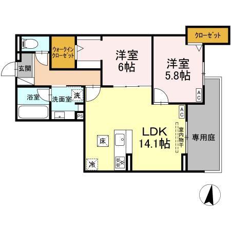 CENTURY GROVE 守山(2LDK/1階)の間取り写真
