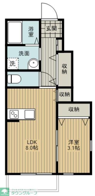 エトワール橘(1LDK/1階)の間取り写真