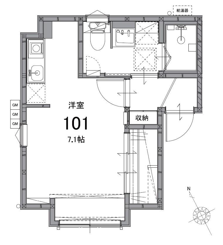 クレア市川南(ワンルーム/1階)の間取り写真