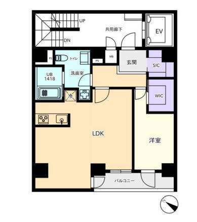 プラティーク日本橋水天宮(1LDK/13階)の間取り写真