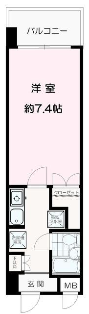 イトーピア百合ヶ丘壱番館(1K/2階)の間取り写真