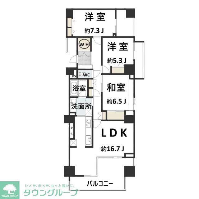 ル・アール蘇我プレミアムヒルズ(3LDK/5階)の間取り写真