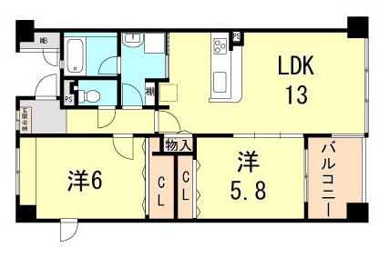 クオリティーナカハシ(2LDK/3階)の間取り写真