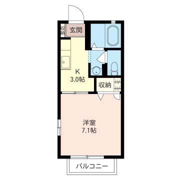 オリーブB(1K/2階)の間取り写真
