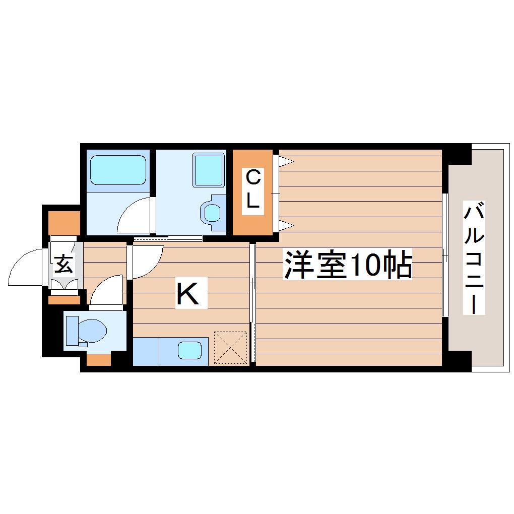 五橋ライフ(1K/2階)の間取り写真