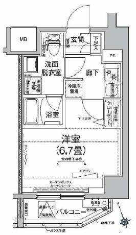 ルフレ イムーブル立川(1K/9階)の間取り写真