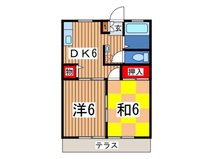 ヒルタハイツ2(2DK/1階)の間取り写真