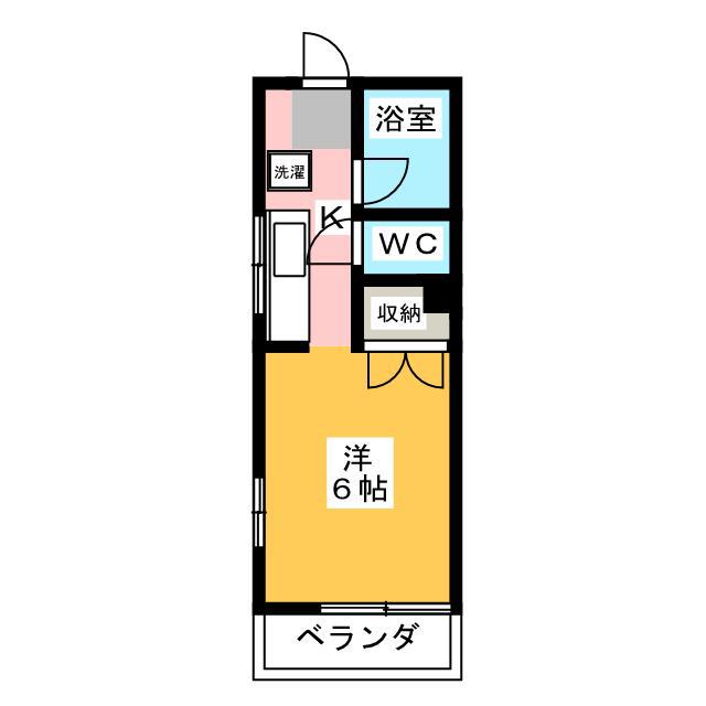 エクセル 茜(ワンルーム/2階)の間取り写真