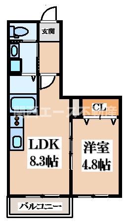 ESCALA四條畷(1LDK/1階)の間取り写真