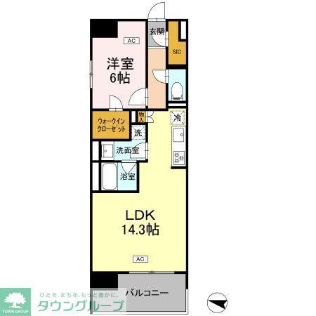 ロイヤルパークス仙台青葉通(1LDK/2階)の間取り写真