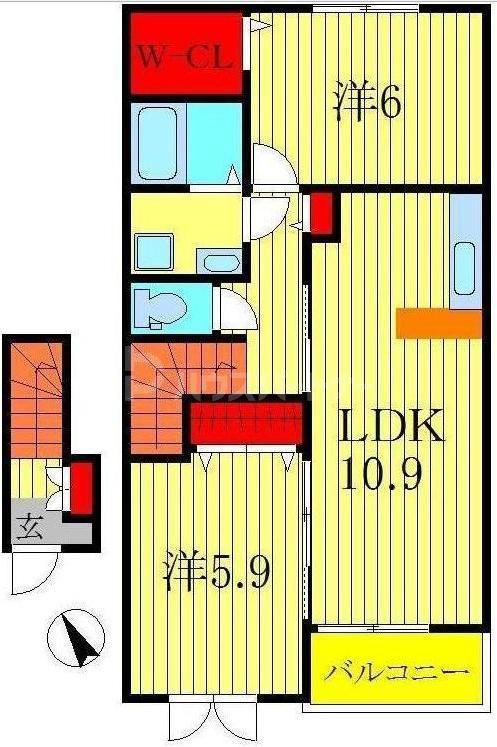 ファウストII(2LDK/2階)の間取り写真