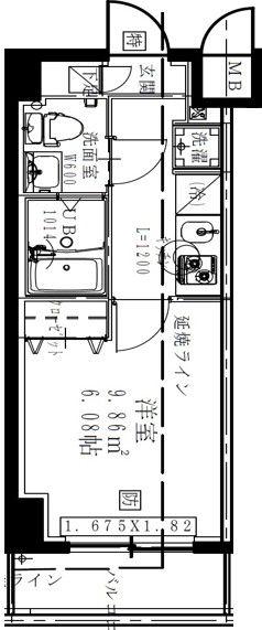 GENOVIA西川口V(1K/1階)の間取り写真