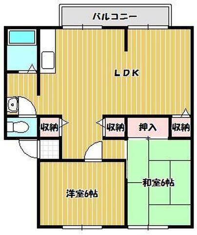 サンビレッジ六番街C棟(2LDK/1階)の間取り写真
