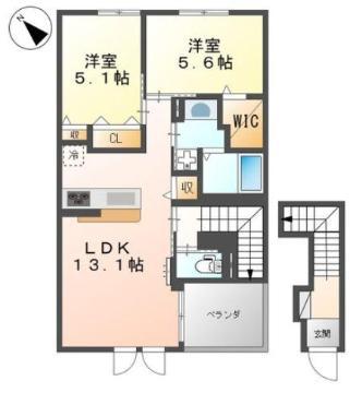 クレイドルさくら(2LDK/2階)の間取り写真