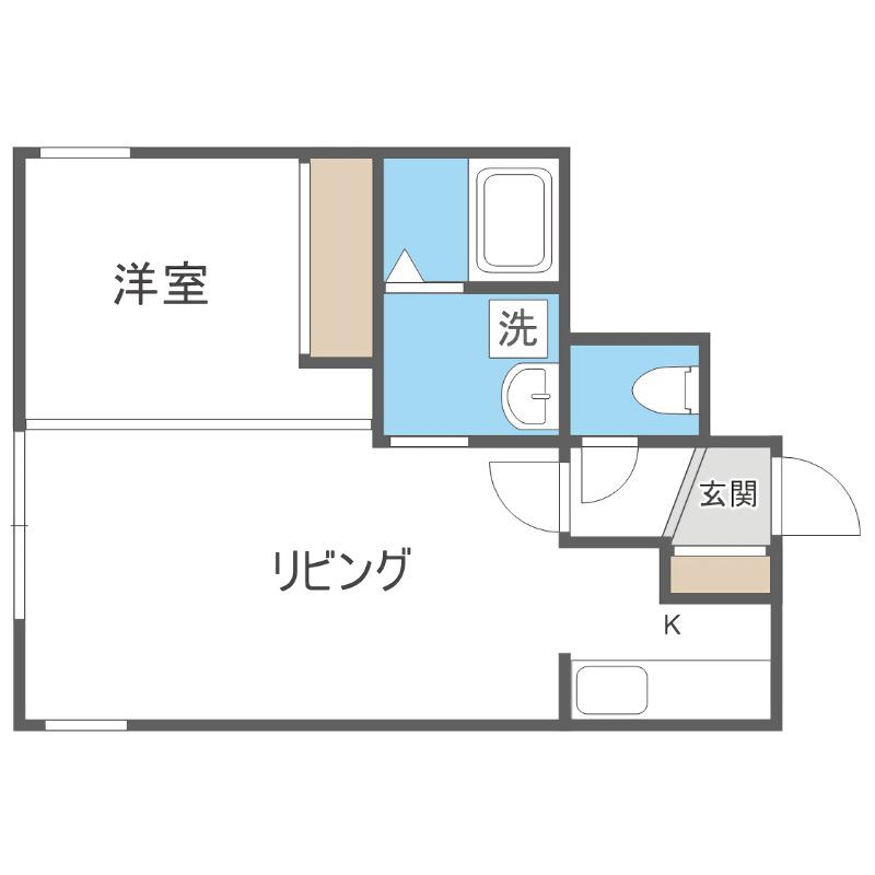 グランメール月寒中央(1LDK/2階)の間取り写真