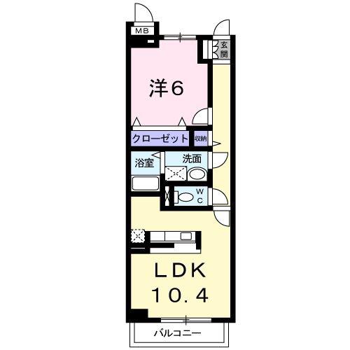ラルジュ西金ケ崎(1LDK/1階)の間取り写真