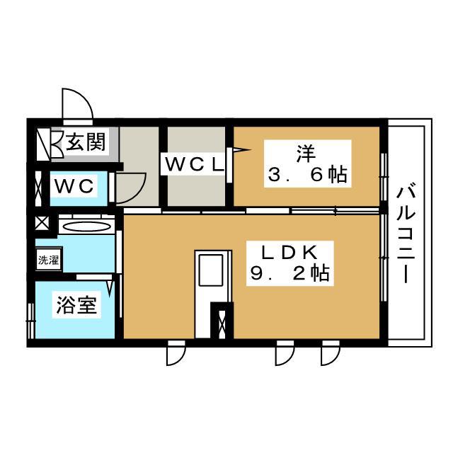 グリーンテラス長野駅東口(1DK/2階)の間取り写真