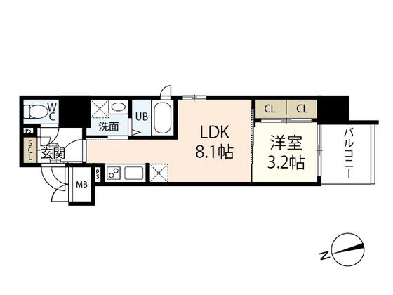 S-RESIDENCE宇品海岸(1LDK/10階)の間取り写真