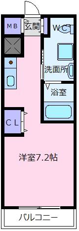 ウィズイン北花田(ワンルーム/3階)の間取り写真